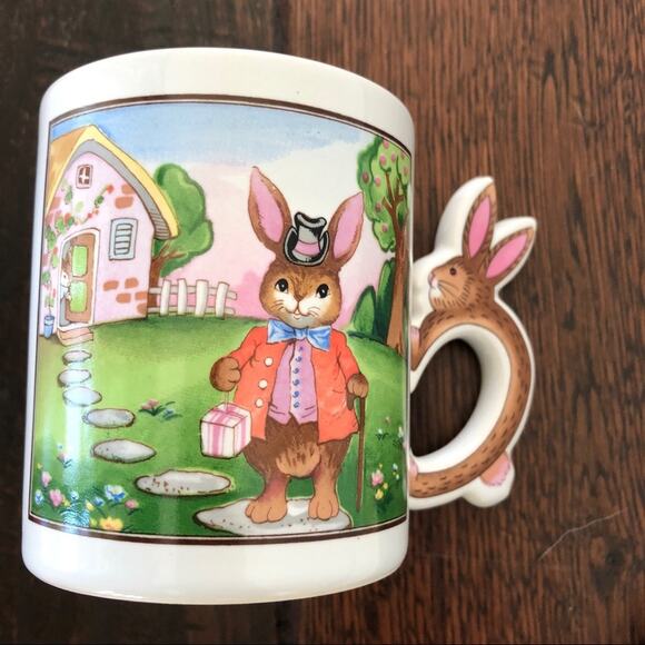 Peter Rabbit Mug 3D Bunny Handle Vtg Easter Beatrix Potter Made in Japan Coffee - Picture 1 of 9